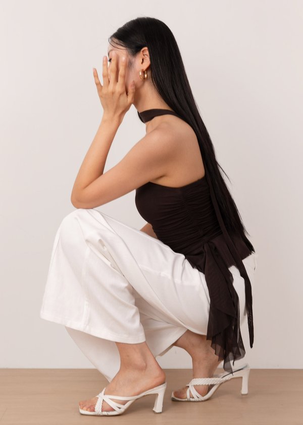 Muse Jellyfish Mesh Top in Espresso Brown