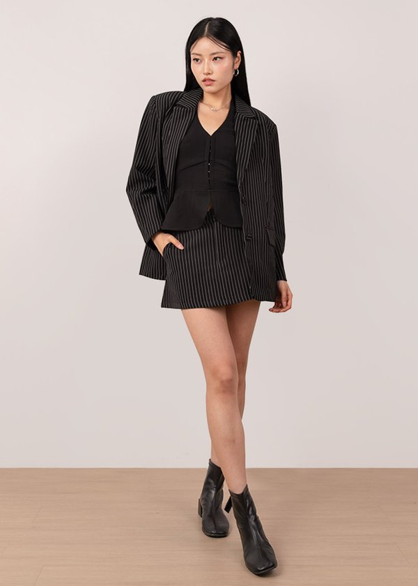Viper Oversized Blazer in Pinstripe Black