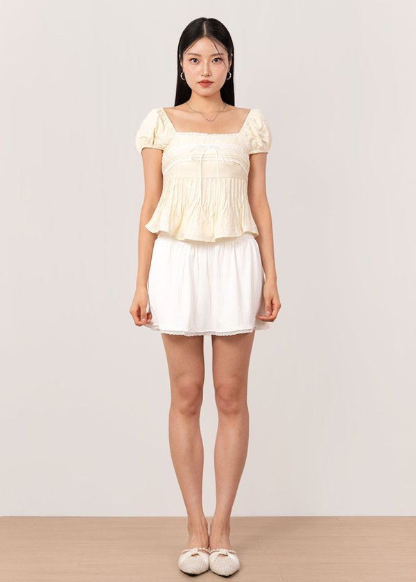 Sugarplum Capped Sleeve Top in Soft Yellow