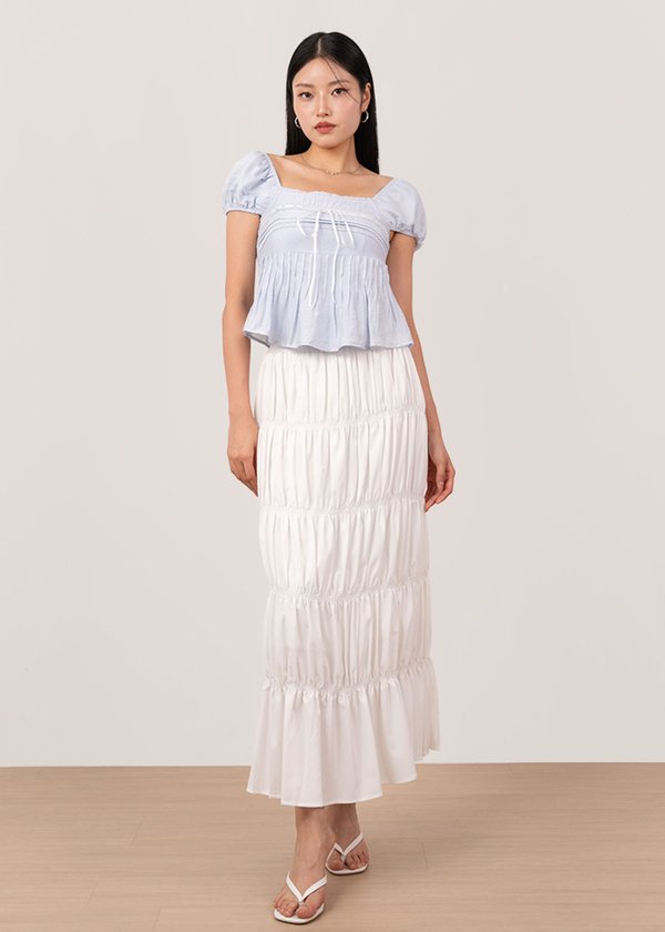 Sugarplum Capped Sleeve Top in Periwinkle Blue
