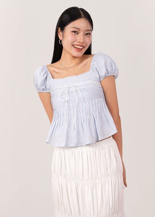 Sugarplum Capped Sleeve Top in Periwinkle Blue