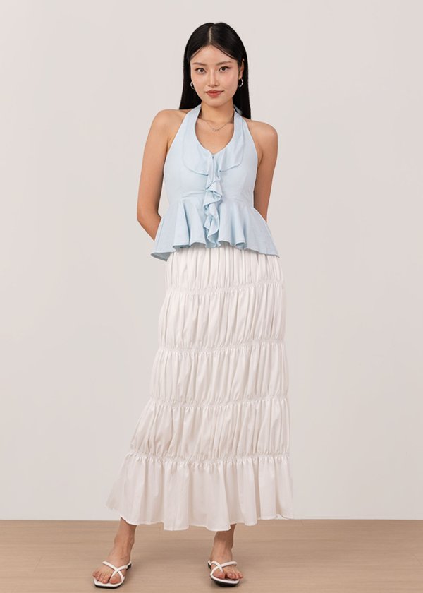 Lovelush Halter Ruffles Top in Sky Blue