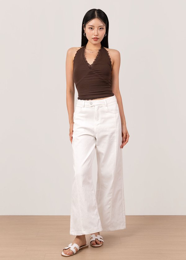 XOXO Lace Halter Top in Brunette Brown