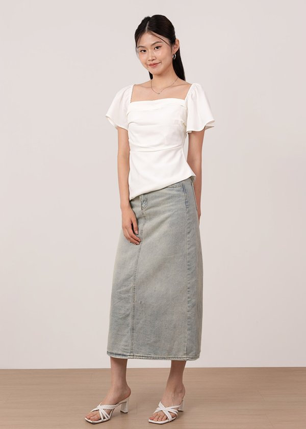 Swaying Flutter Sleeves Top in White