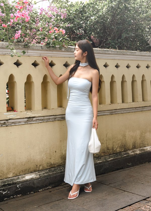 Ultra Soft Ruched Maxi Dress in Baby Blue *US*