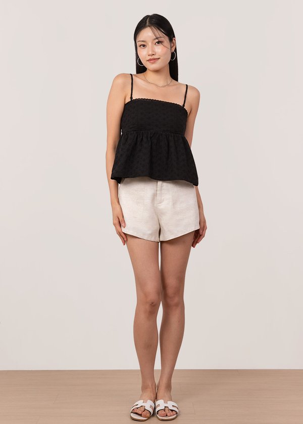 Cherry Kiss Babydoll Peplum Top in Black