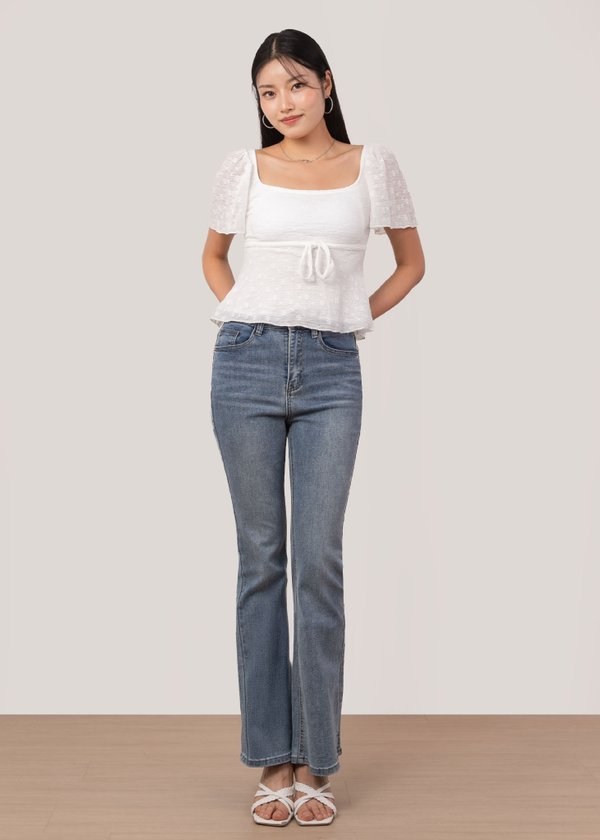 Pixie Flutter Sleeve Top in White