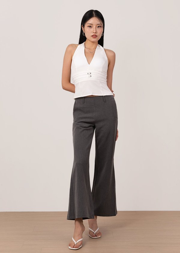 Hotstuff Flare Mid-Waisted Pants in Carbon Grey