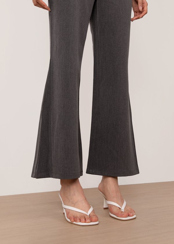 Hotstuff Flare Mid-Waisted Pants in Carbon Grey