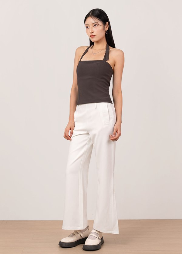 Hotstuff Flare Mid-Waisted Pants in White
