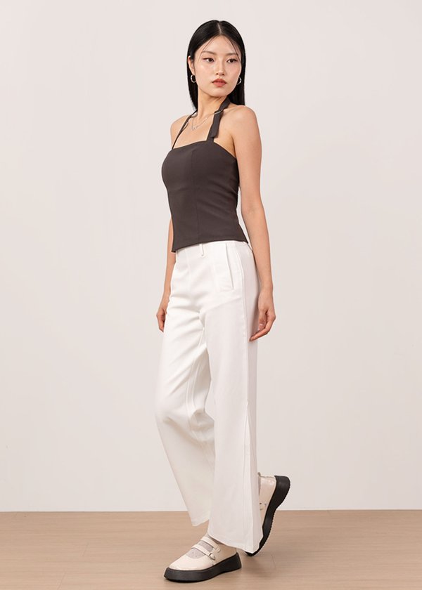 Hotstuff Flare Mid-Waisted Pants in White