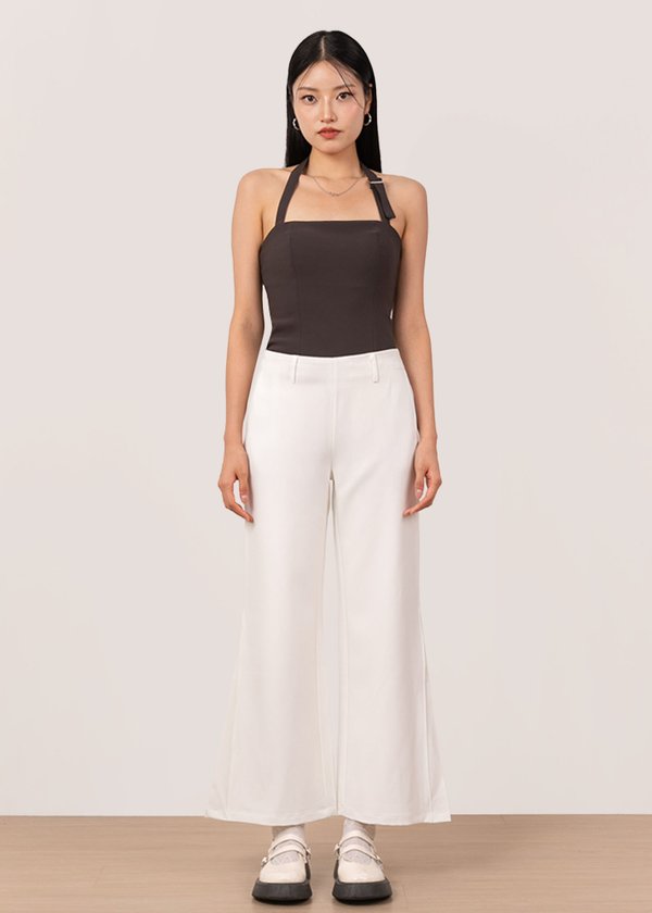 Hotstuff Flare Mid-Waisted Pants in White Hotstuff Flare Mid-Waisted Pants in White