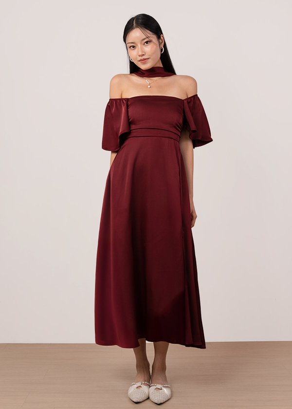 Celestine Flutter Maxi Dress in Wine Red Celestine Flutter Maxi Dress in Wine Red