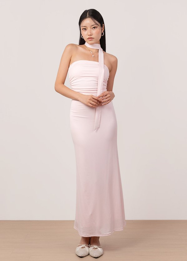 Ultra Soft Ruched Maxi Dress in Snow Pink *US* Ultra Soft Ruched Maxi Dress in Snow Pink *US*