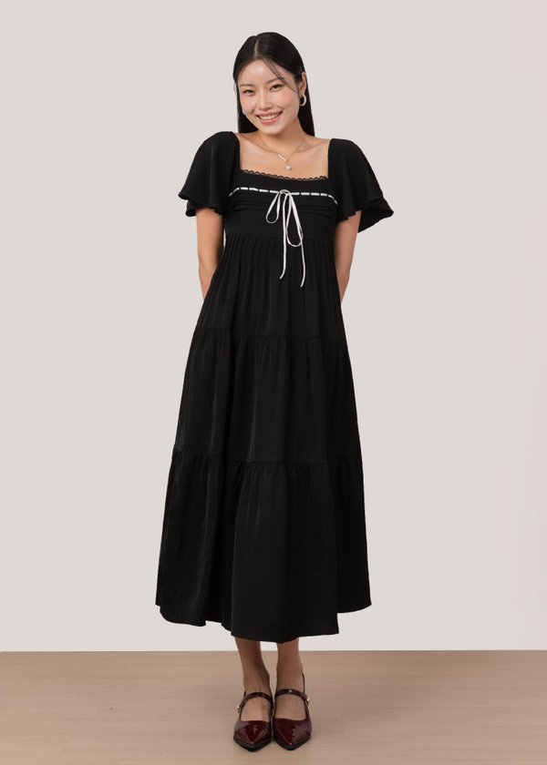Sugarplum Flutter Sleeve Maxi Dress in Black Sugarplum Flutter Sleeve Maxi Dress in Black