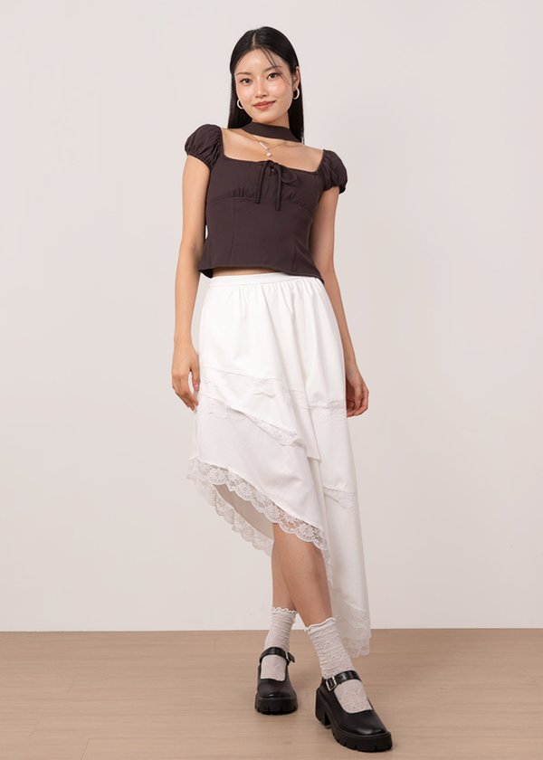Kya Cap Sleeve Top (Solid Color) in Brunette Brown