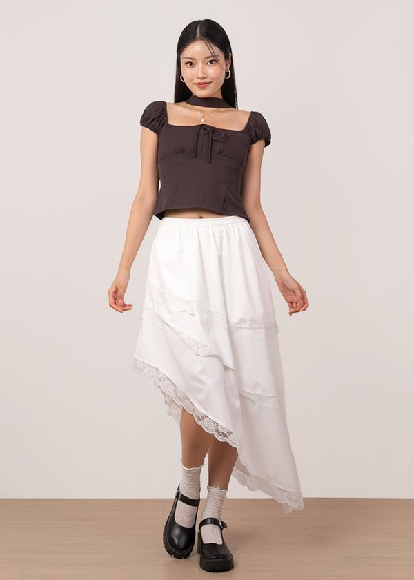Rosabelle Lace Asymmetrical Skirt in White