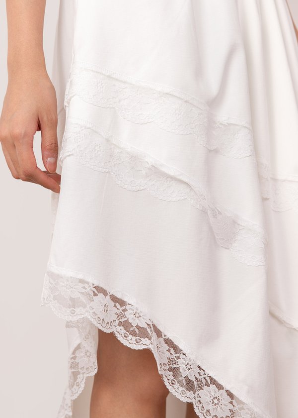 Rosabelle Lace Asymmetrical Skirt in White