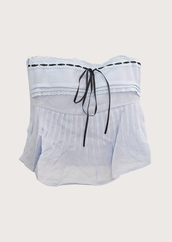 (WHS EXCLUSIVE) The Sugarplum Lace Top in Powder Blue (BLACK RIBBON)