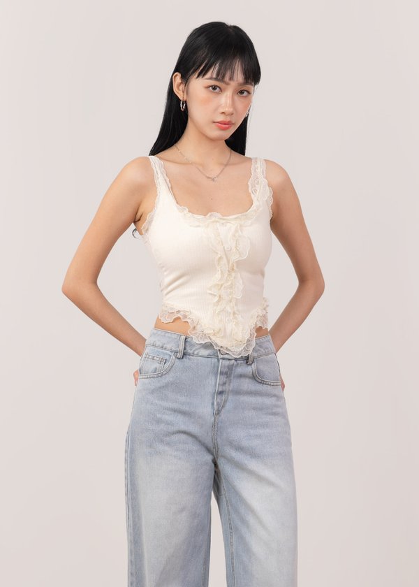 Vienna Ruffles Corset Top V2 in Vanilla