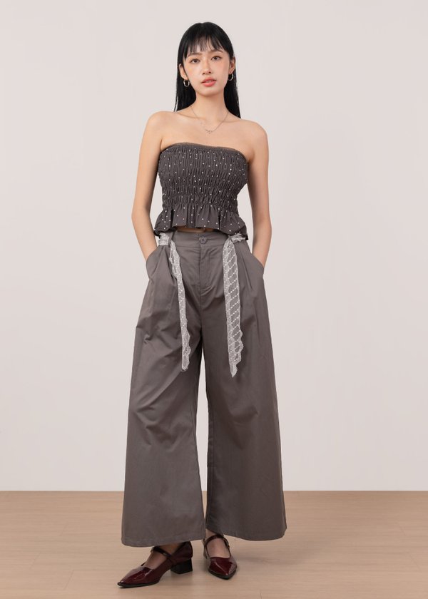 Pretty in Polka Ruched Top in Dark Mocha