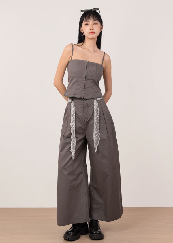 Kara Corset Lace Top in Slate Grey