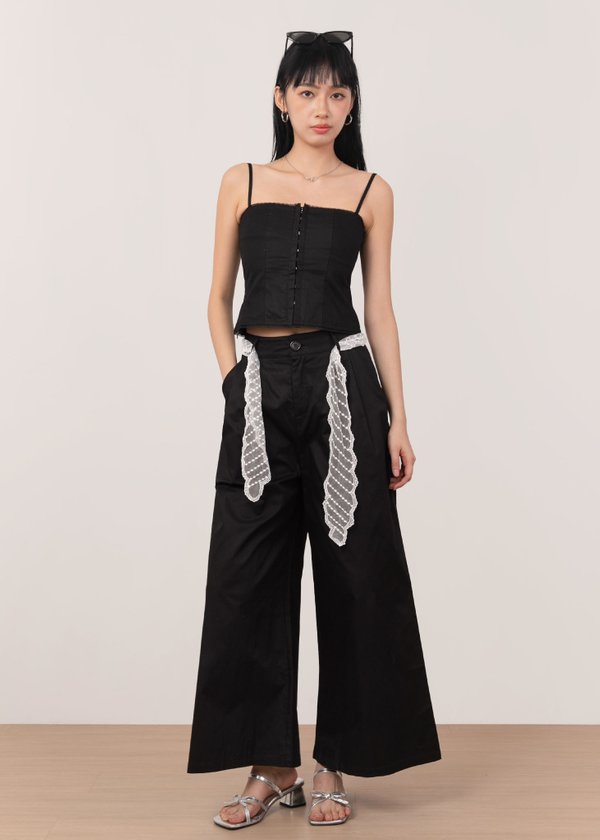 Kara Corset Lace Top in Black