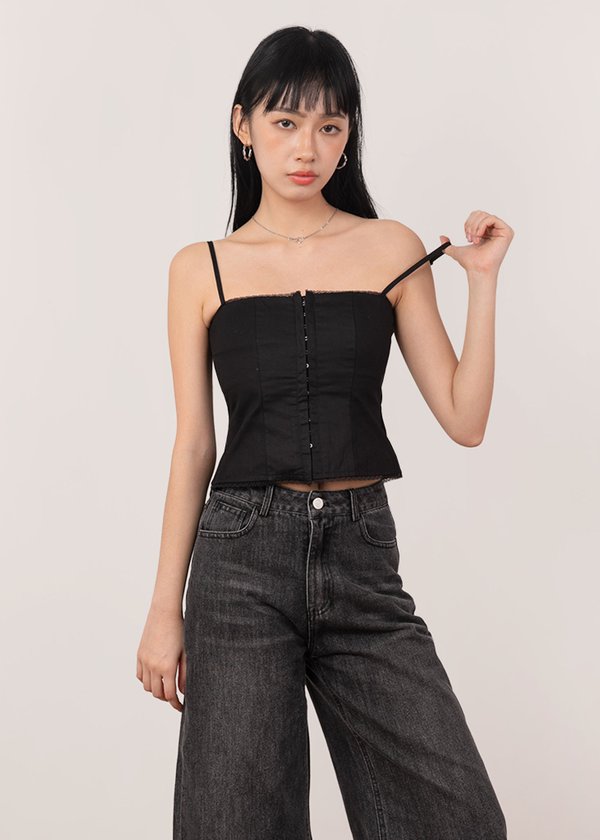 Kara Corset Lace Top in Black