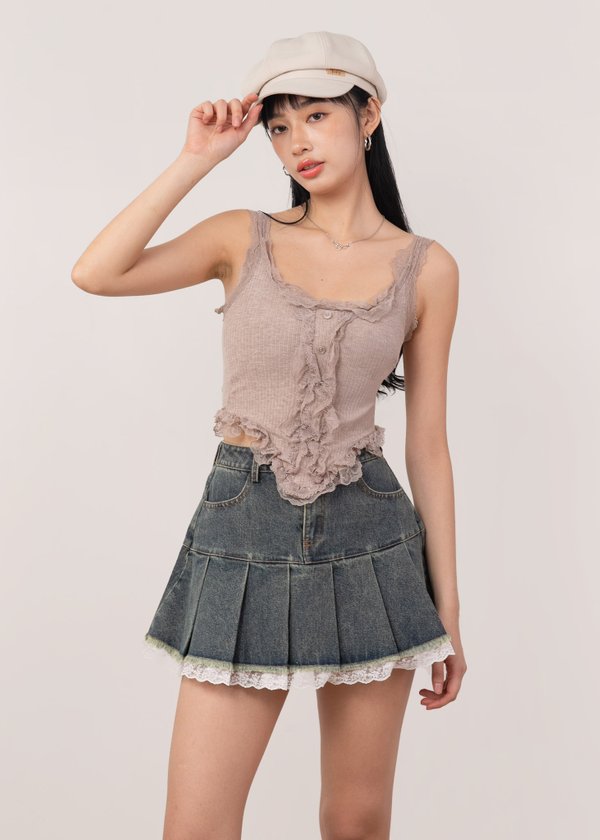 Vienna Ruffles Corset Top V2 in Light Taupe