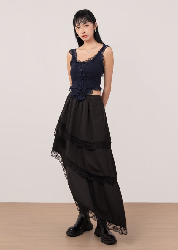 Vienna Ruffles Corset Top V2 in Deep Navy