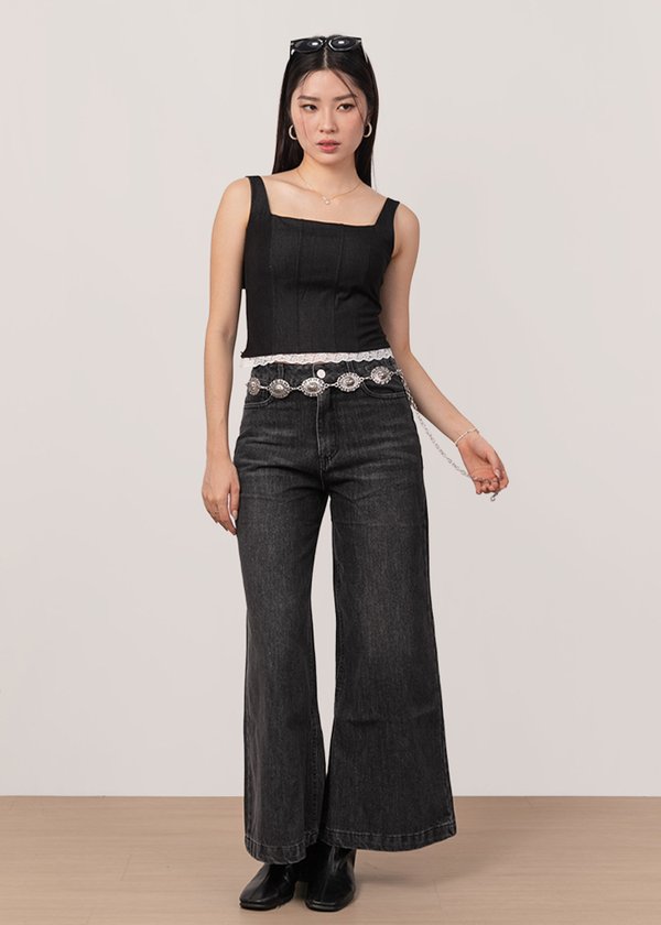 Voltage Corset Lace Top in Black