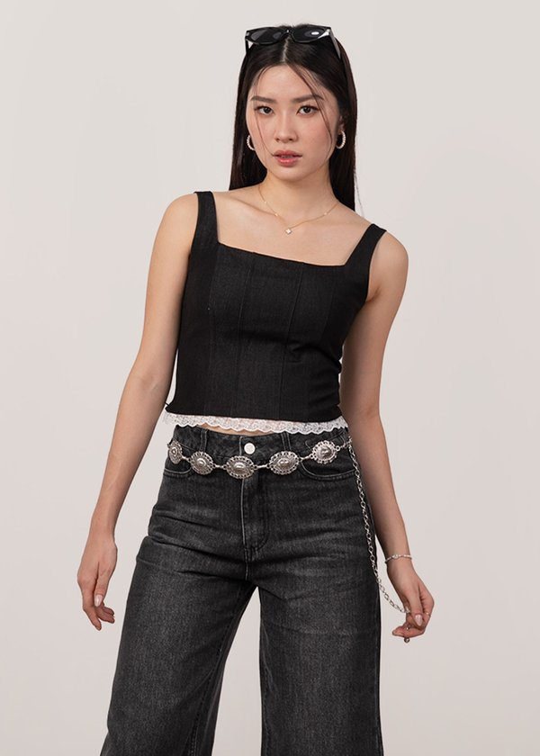 Voltage Corset Lace Top in Black