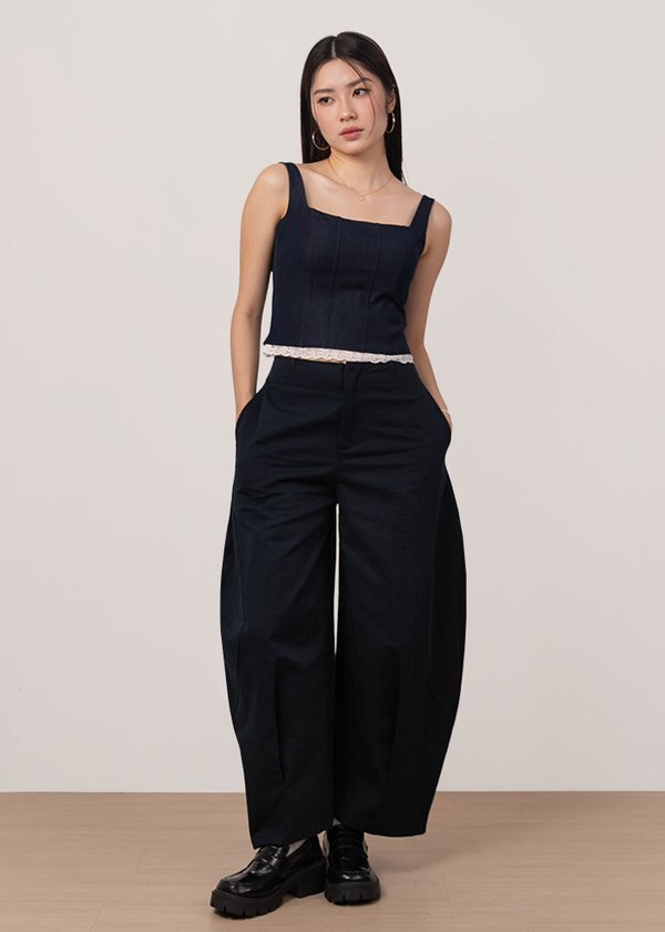 Voltage Corset Lace Top in Dark Navy