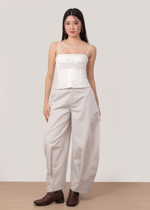 Yuna Pleated Top in White