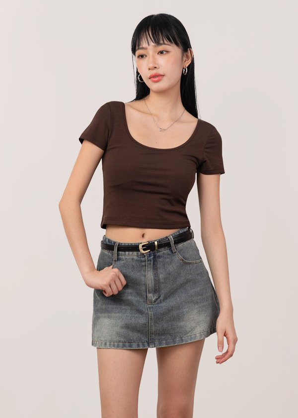 (WHS EXCLUSIVE) The 2 Way Padded Baby Tee in Brunette Brown *US*