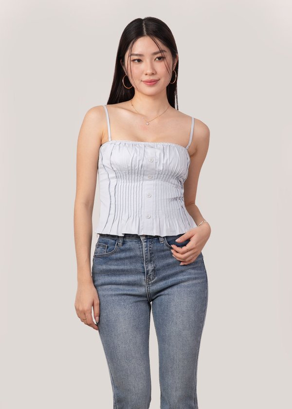 Yuna Pleated Top in Baby Blue