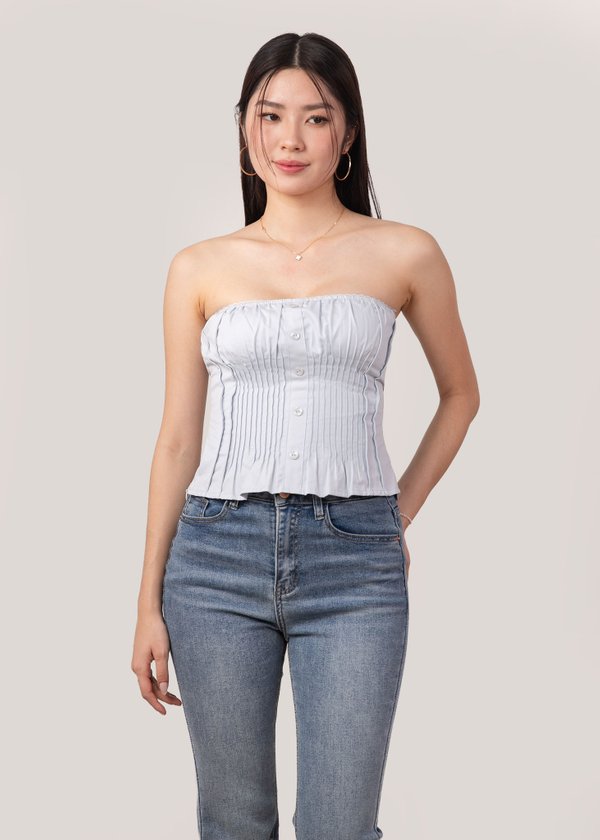 Yuna Pleated Top in Baby Blue