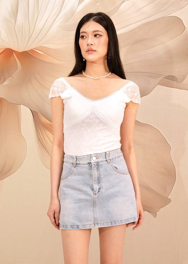 Charmed Denim Skorts in Light Denim