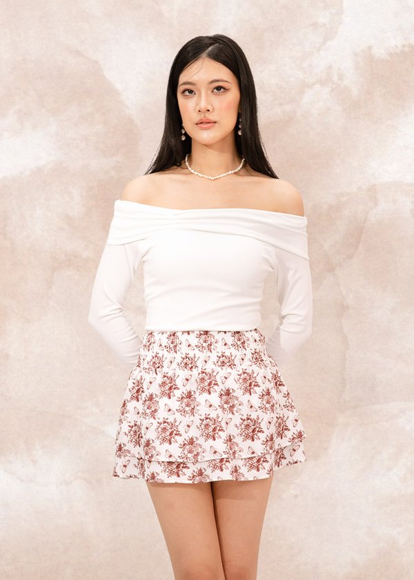 Azure Oriental Mini Skorts in Rosewood