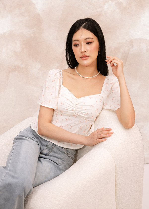 Darlene Flutter Sleeve Peplum Top in Coral Red