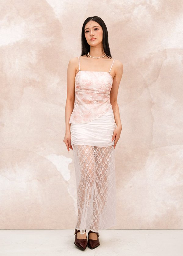 Hanae Embroided Asymmetrical Top in Blossom Pink