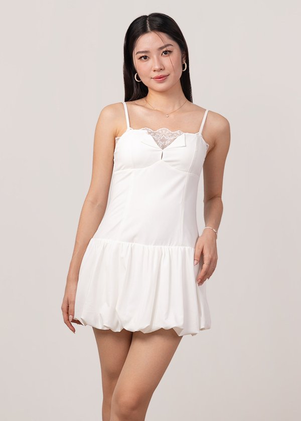 Frosted Bubble Hem Playsuit in White