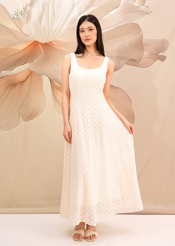 Mirae Daisy Midi Dress in Cream