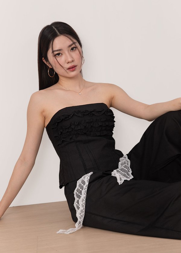 Sweetwave Ruffles Top in Black