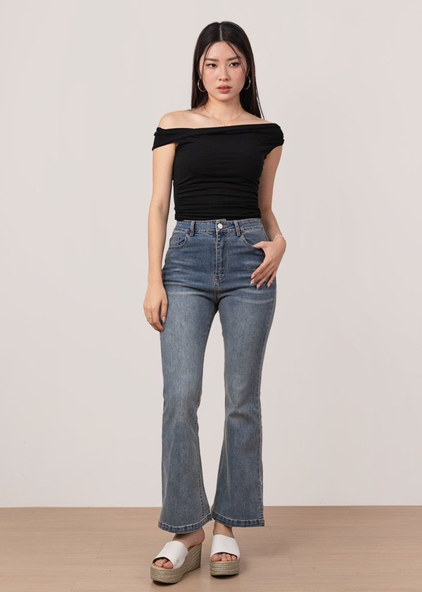 Golden Era Bell Jeans (PETITE) in Mid Wash Denim