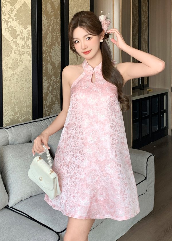 Icy Bloom Oriental Qipao in Pink