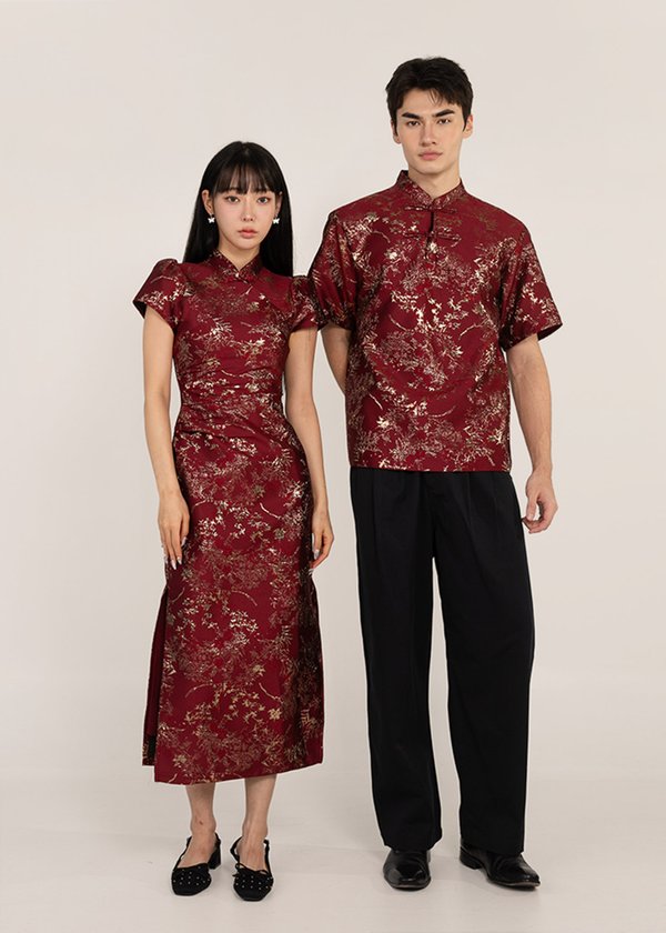 (MEN) 合 (Hé-Together) Qipao Midi Top in Red