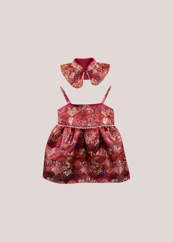 (BABYGIRL) 发财 (Fā Cái) Oriental Dress With Bulero (90-130) in Red