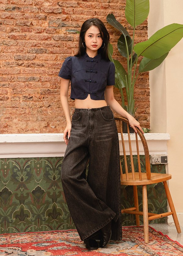 Waistless Wonder Denim Jeans in Black Grey Wash