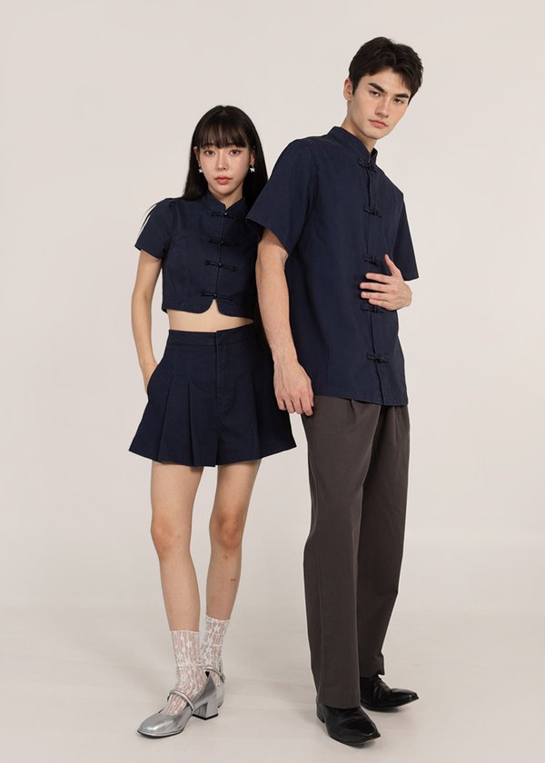 温 (Wēn-Warmth) Denim Shorts in Navy